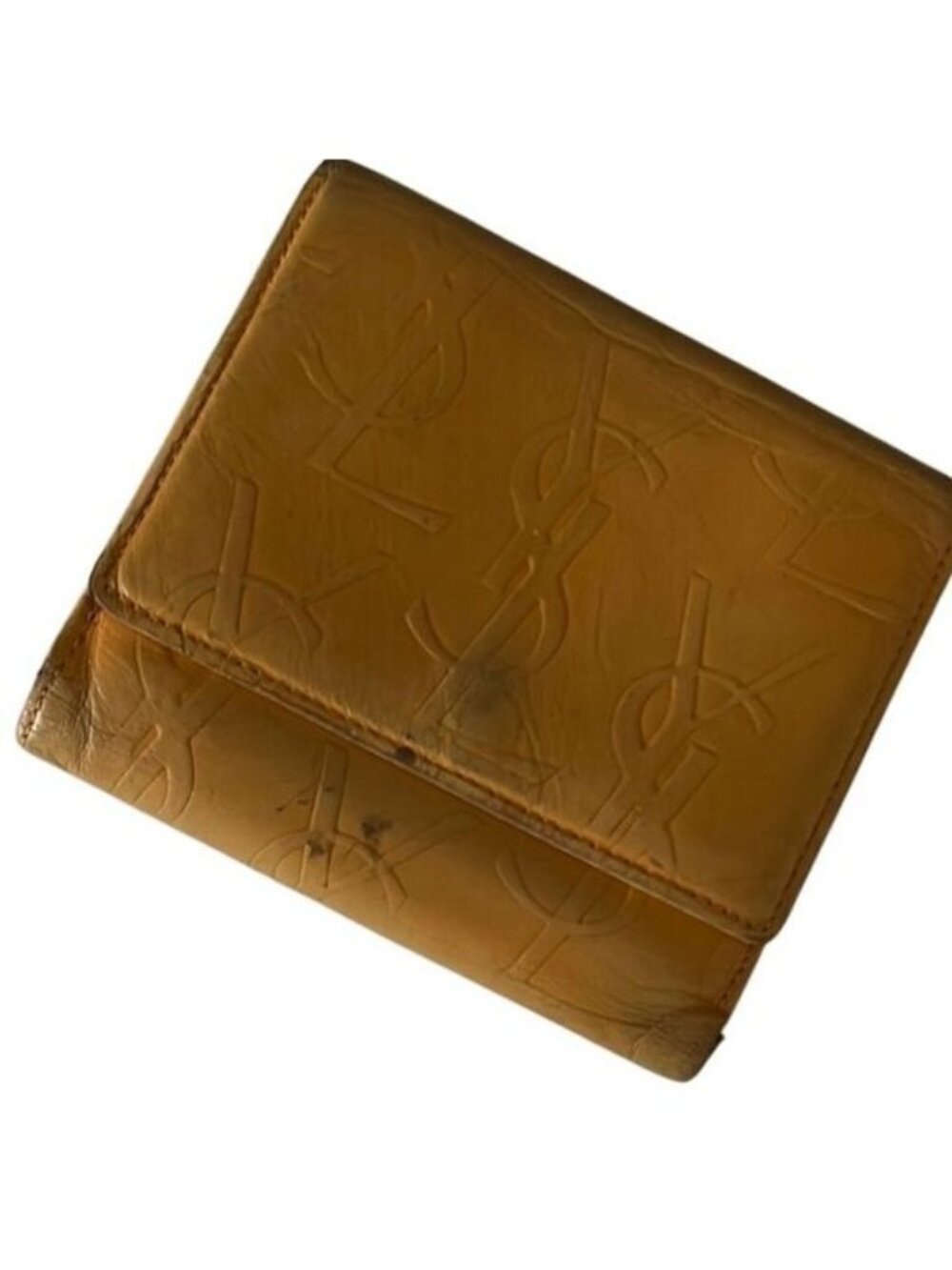 Yves Saint Laurent Yellow Leather Embossed Bifold Wallet - Picture 1 of 12